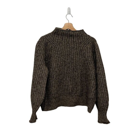 Madewell Brown Ribbed Knit Wool Blend Crewneck Pullover Sweater Women's Size L - Picture 1 of 9